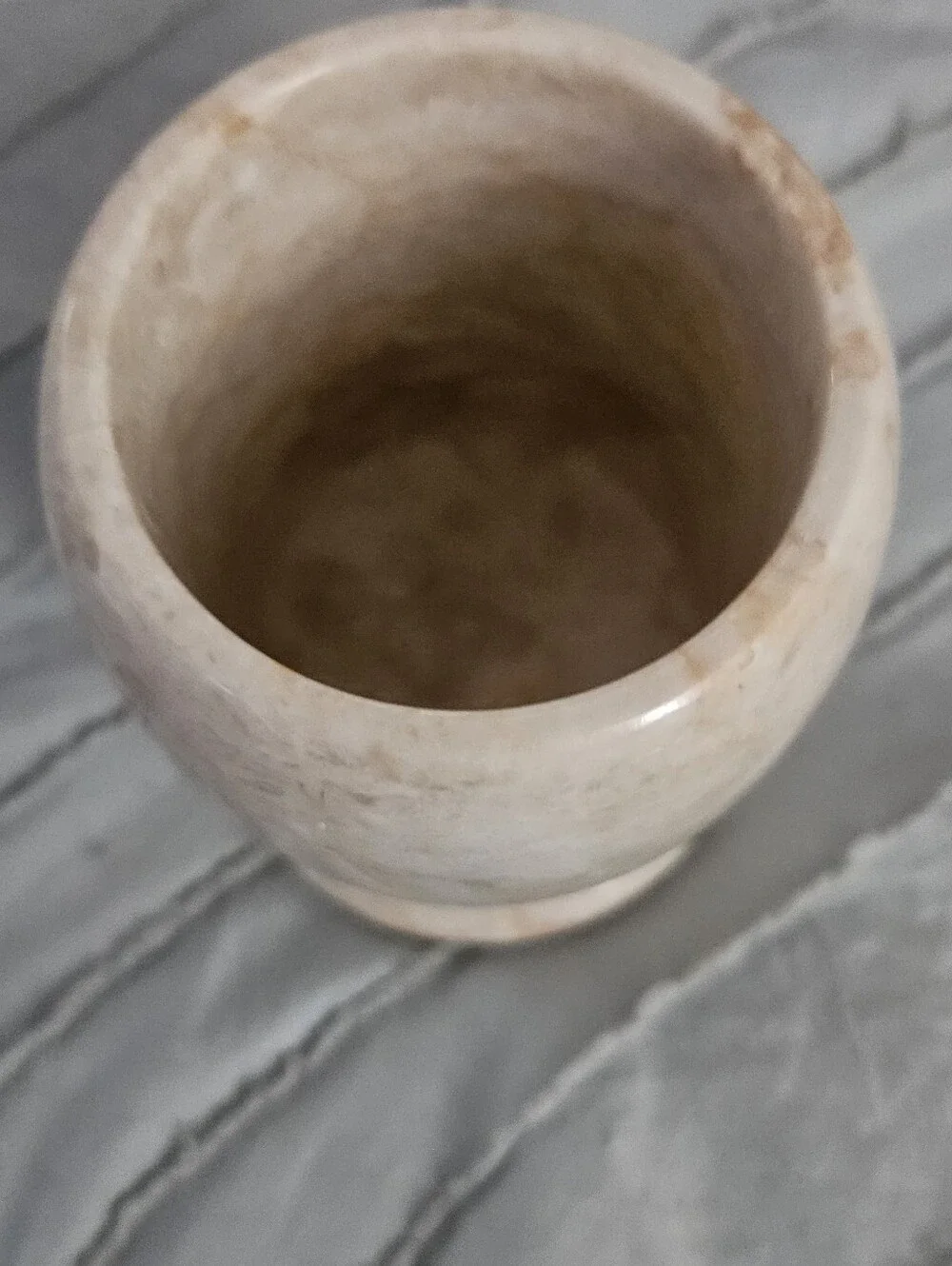 Travertine Marble Finish Ceramic Tumbler in Cream and Beige